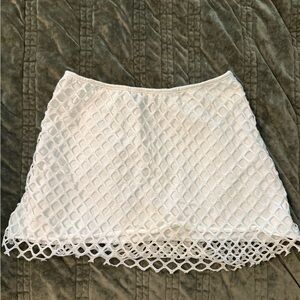 SOLD White Fox White Lattice Overlay Mini Skirt - Women's